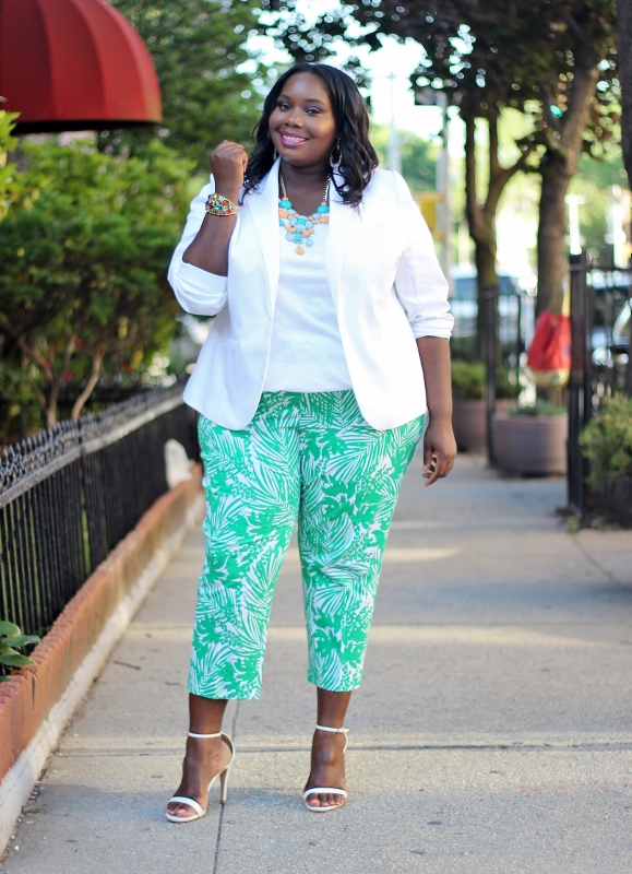 Currently Obsessed With Lane Bryant Tropical Print Plus Size Stretch Crop Pants