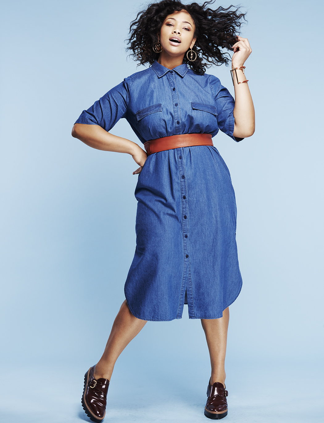 ELOQUII Into The Groove Denim Dress