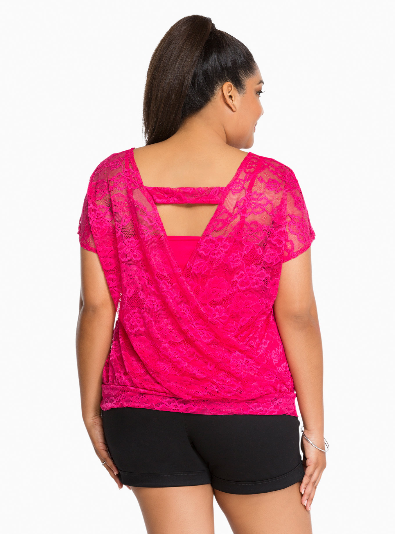 Lace Surplice Back Top