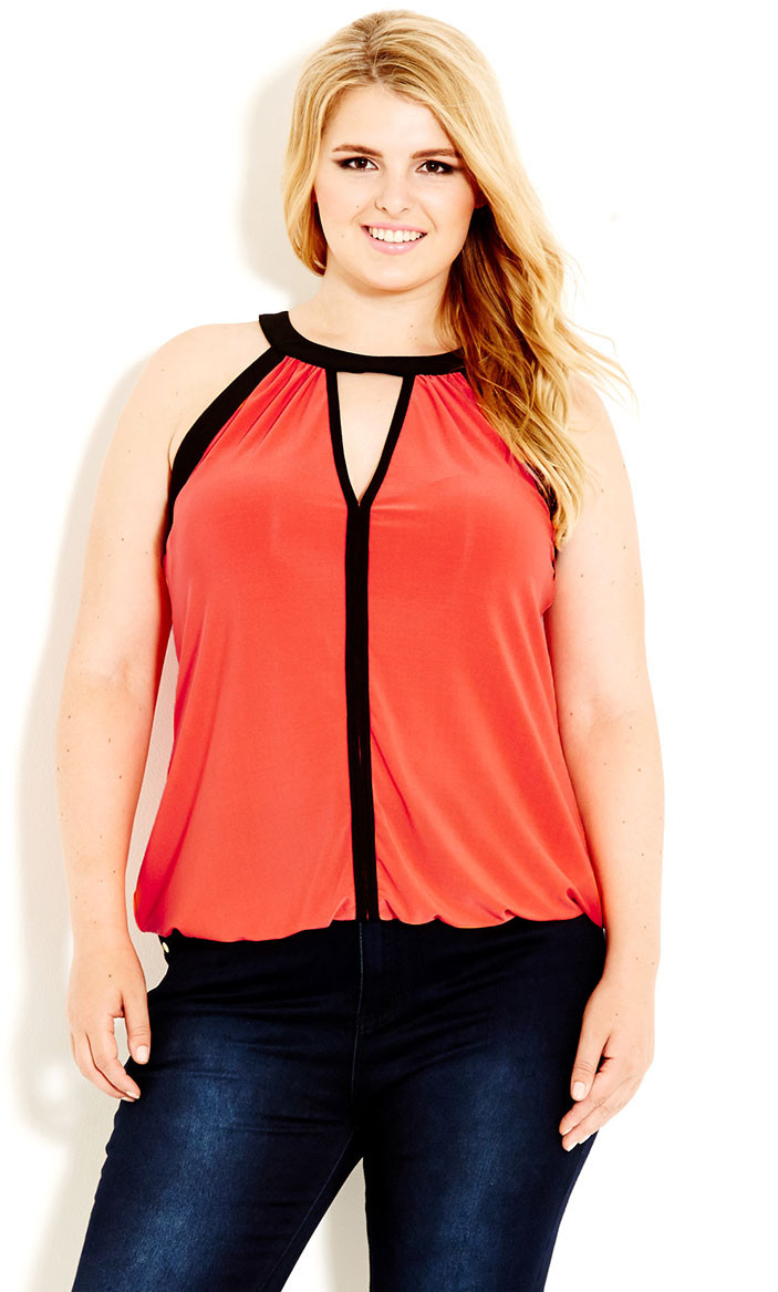 Contrast Peek A Boo Top