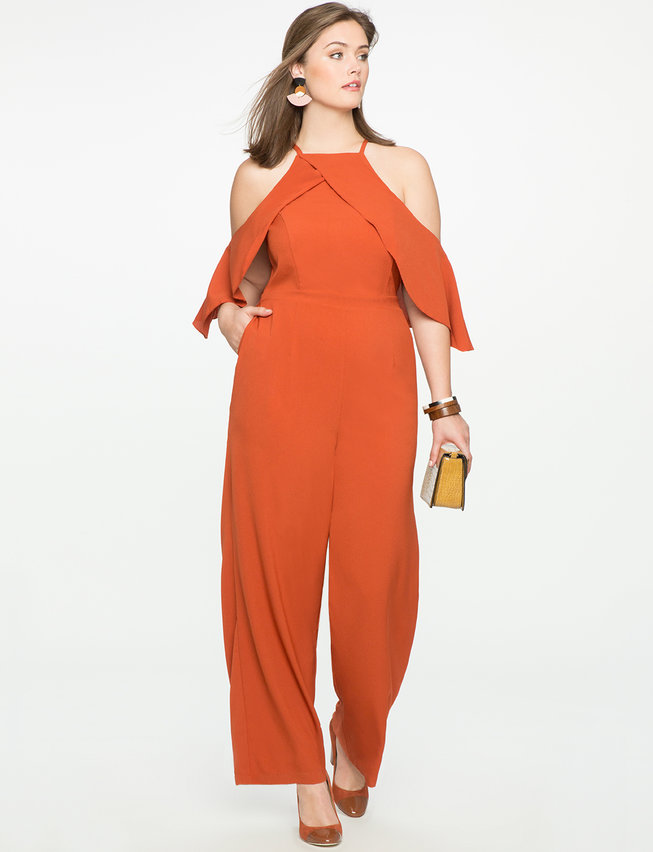 Studio Cold Shoulder Halter Neckline Jumpsuit