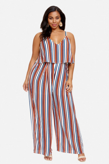 Chic Style Edit Pick Of The Day: Striped Wide Leg Plus Size Jumpsuit