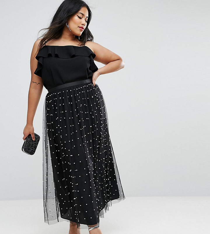 Pearl Embellished Trend on ASOS Curve SKirt