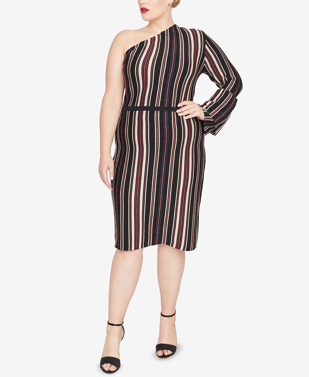 Striped plus size sweater dresses